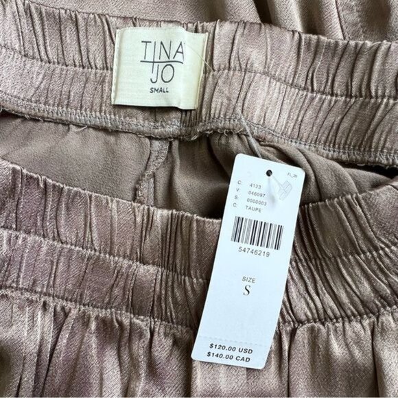 NWT Tina + Jo Baker Satin Cargo Joggers in Taupe - S - Picture 6 of 8